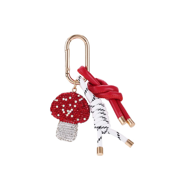 Red Rhinestone Mushroom Bag Charm