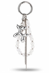 Silver Balloon Dog Pearl Bag Charm