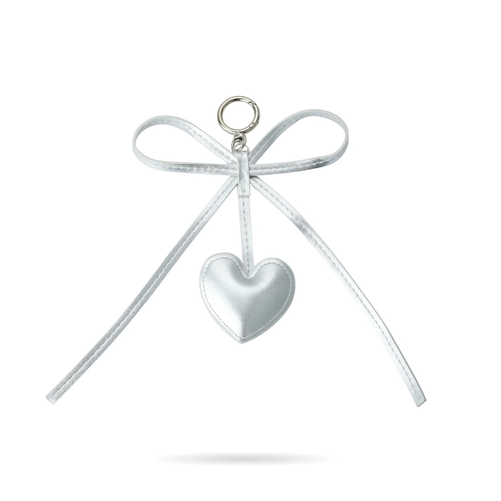 Silver Bow Heart Bag Charm
