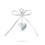 Silver Bow Heart Bag Charm