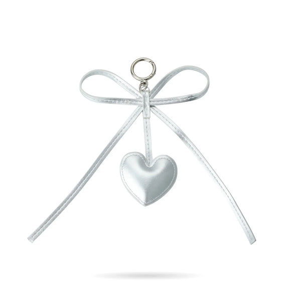 Silver Bow Heart Bag Charm