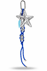 Silver Starfish Blue Rope Bag Charm