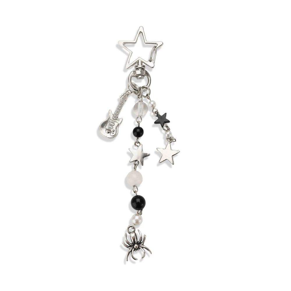 Gothic Star Guitar Spider Bag Charm