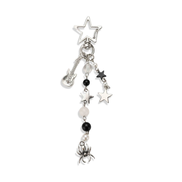 Gothic Star Guitar Spider Bag Charm