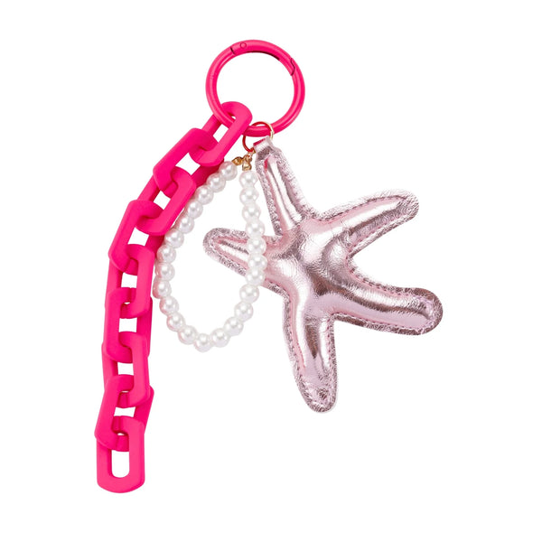 Metallic Pink Starfish Pearl Bag Charm