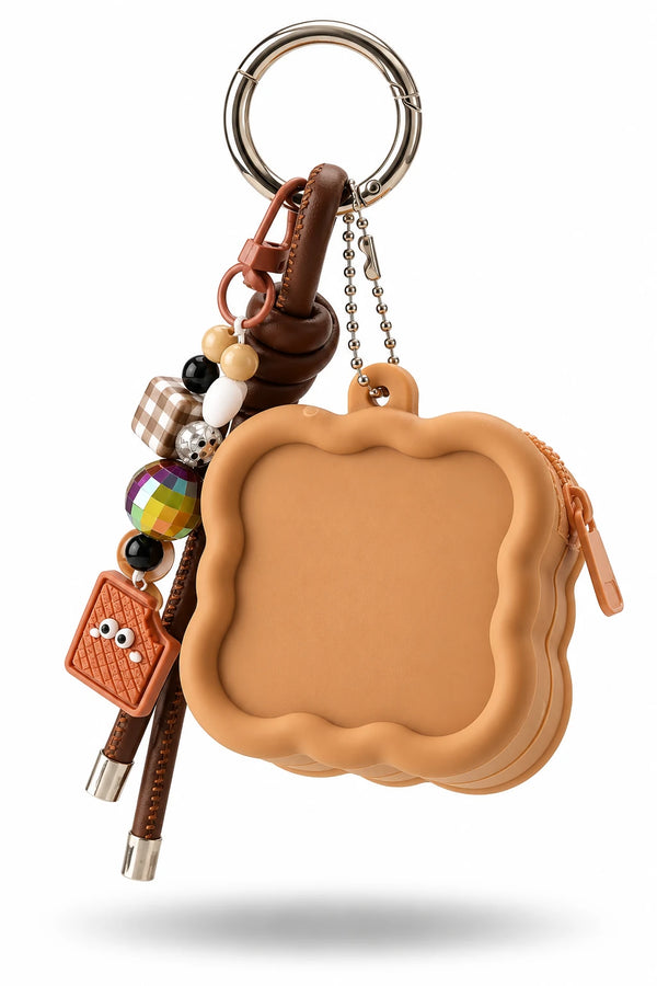 Brown Flower Coin Purse Rope Bag Charm