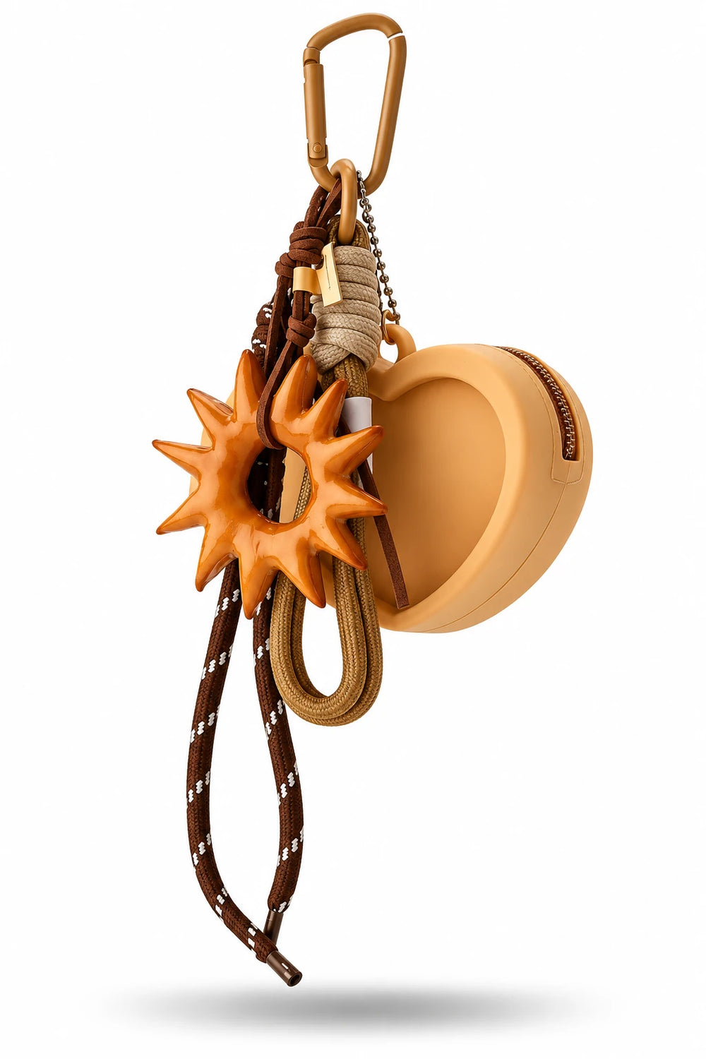 Brown Sun Beige Heart Rope Bag Charm
