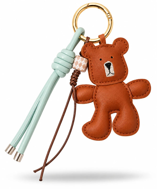 Leather Teddy Bear Bag Charm