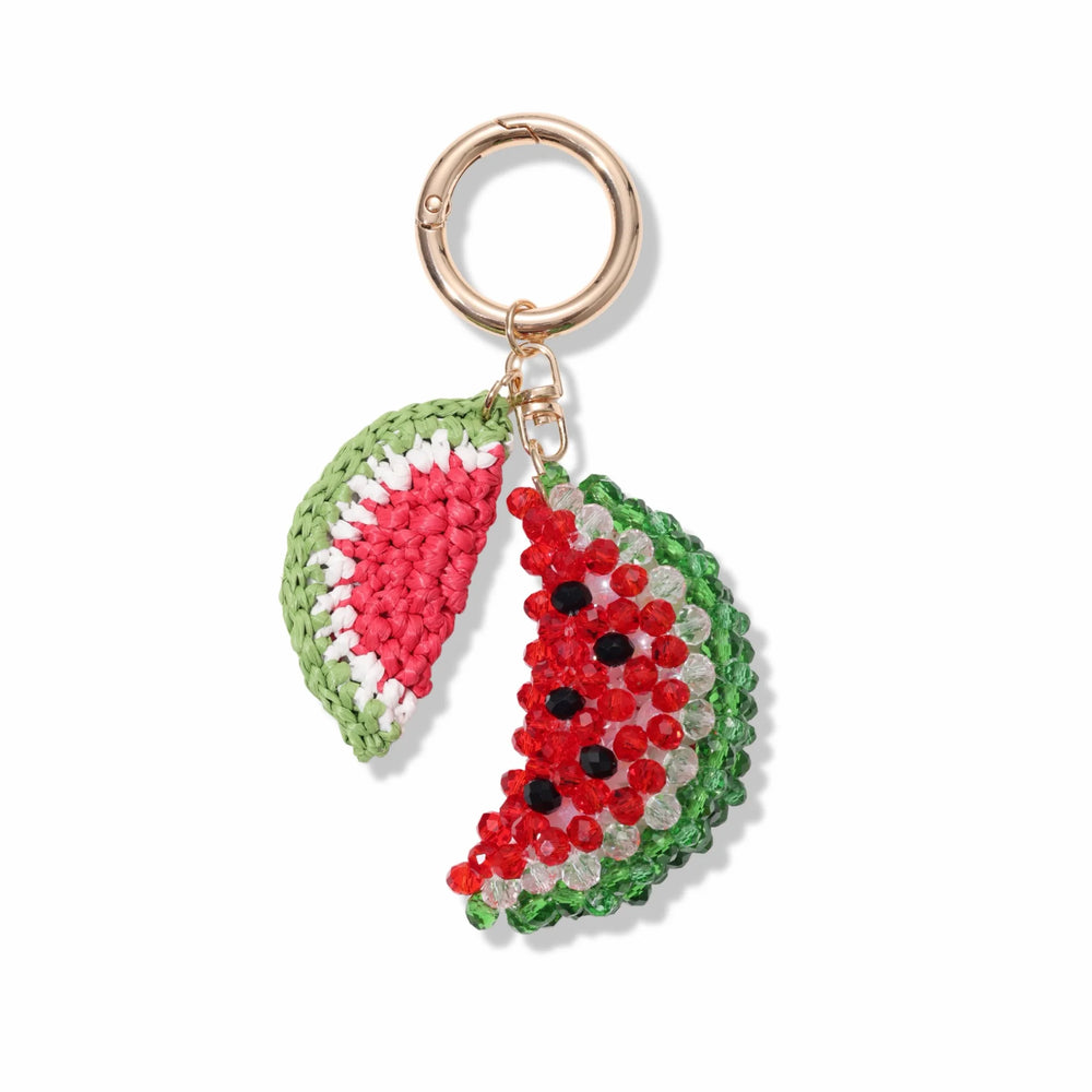 Crochet Watermelon Slice Beaded Bag Charm