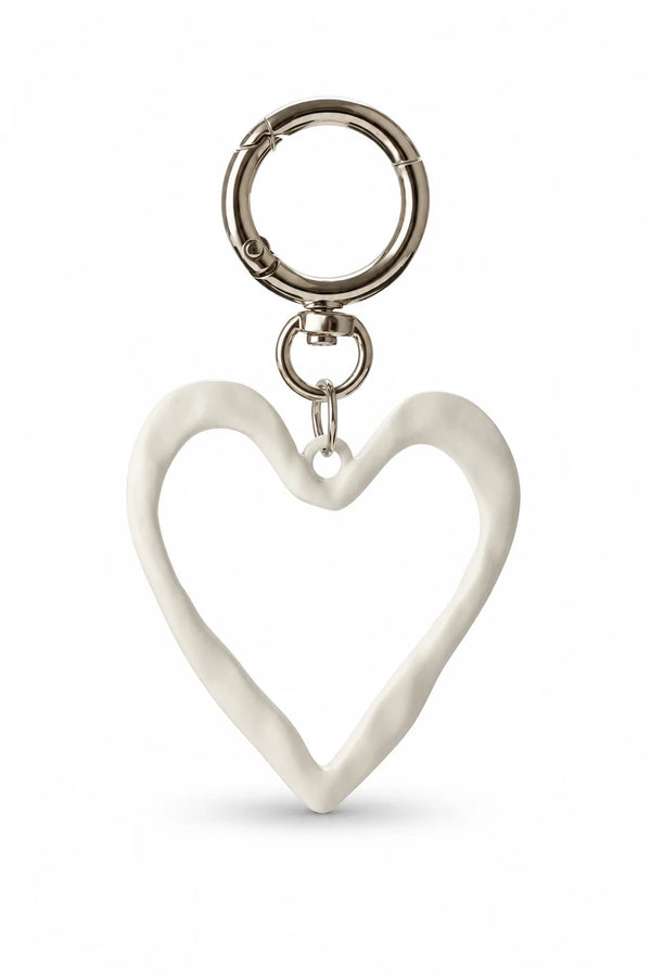 White Heart Outline Bag Charm
