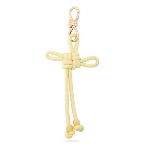Pale Yellow Cord Bow Bag Charm