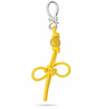 Yellow Knotted Leather Loop Bag Charm
