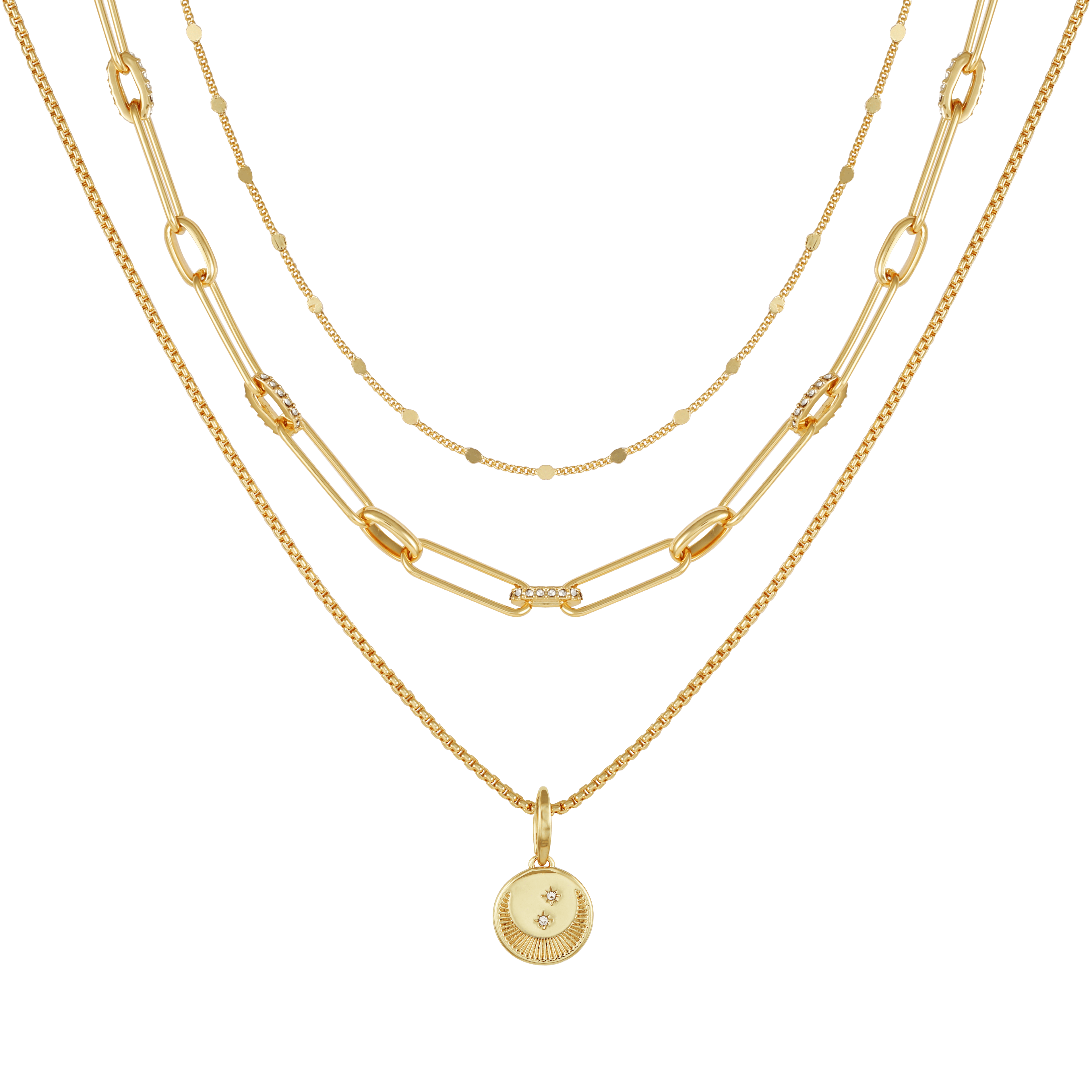 Set of 3 Chain Necklace Layering Set in Gold